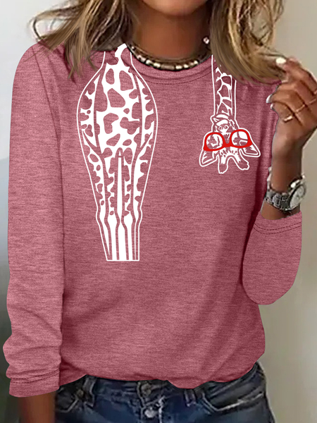 

Funny Sarcastic Zoo Giraffe Casual Long Sleeve Shirt, Watermelon, Long sleeves