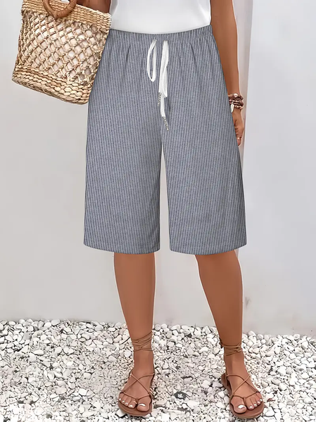 

Women Striped Fifth Pants Pant Casual Summer Trousers, Gray, Pants