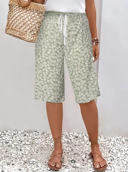 

Women Floral Fifth Pants Pant Casual Summer Trousers, Green, Pants