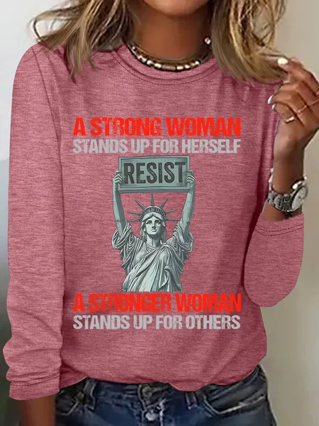 

A Strong Woman Casual Long Sleeve Shirt, Watermelon, Long sleeves