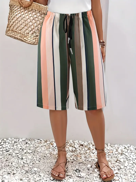 

Women Striped Fifth Pants Pant Casual Summer Trousers, Green, Pants