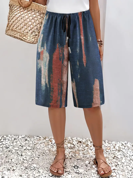 

Women Color Block Fifth Pants Pant Casual Summer Trousers, Navyblue, Pants