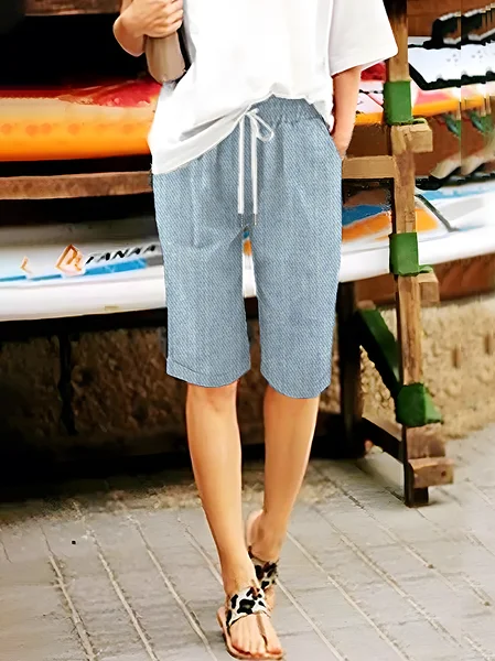 

Women Faux Denim Print Graphic Fifth Pants Pant Casual Summer Trousers, Blue, Pants