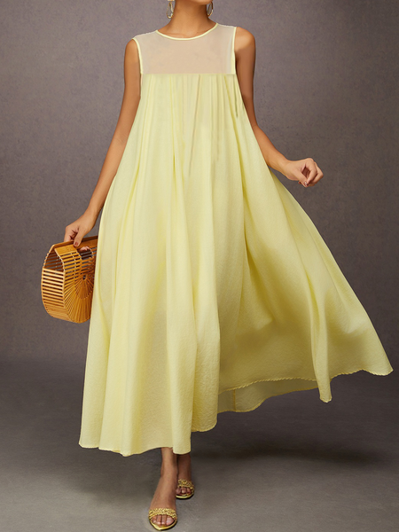 

Elegant Plain Maxi Dress, Yellow, Maxi Dresses