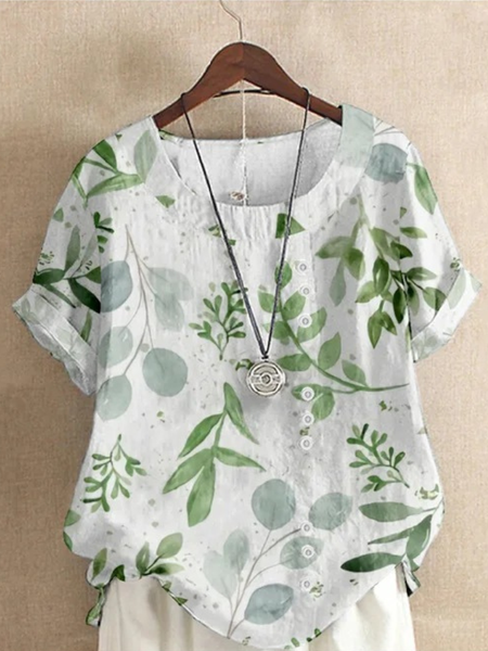 Crew Neck Casual Regular Fit Blouse, As picture, Blouses & Shirts