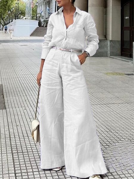 Cotton And Linen Urban Plain Shirt, White, Blouses and Shirts