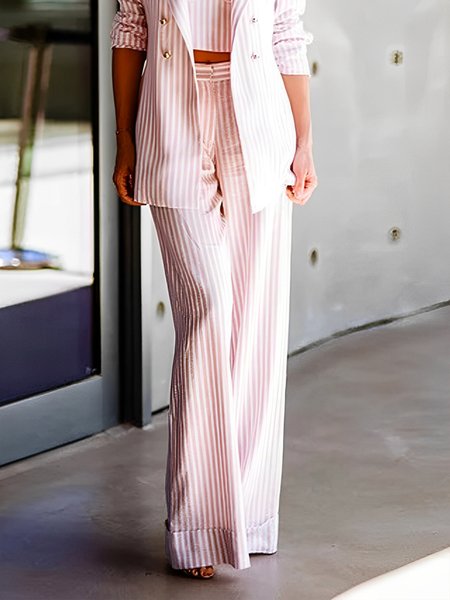 

Urban Striped Wide Leg Pants, Pink, Pants