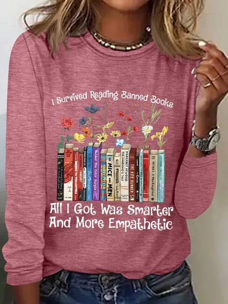 

Women Text Letters Long Sleeve Blouse Spring/Fall Crew Neck Daily Casual Top, Watermelon, Shirts