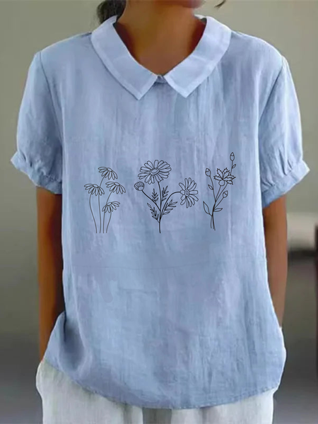 

Cotton Elegant Loose Blouse, Blue, Blouses & Shirts