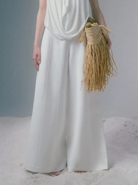 

Elegant Plain Fashion Pants, White, Pants