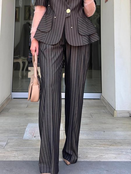 

Urban Striped Tailored Pants, Black, Pants