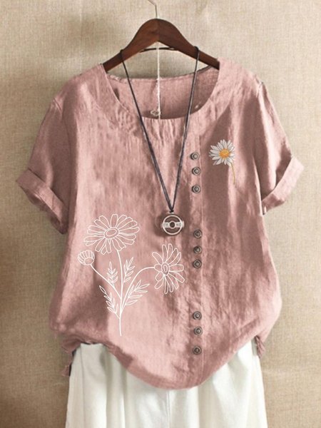Casual Regular Fit Cotton Blouse, Dusty pink, Blouses & Shirts