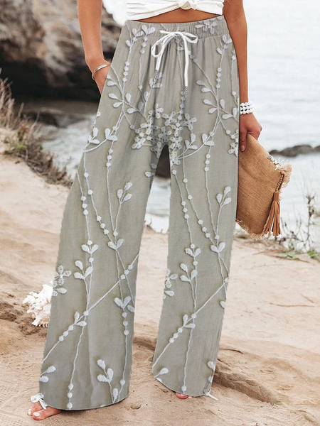 Women Floral Long Pant Casual Spring/Fall Trousers, As picture, Pants