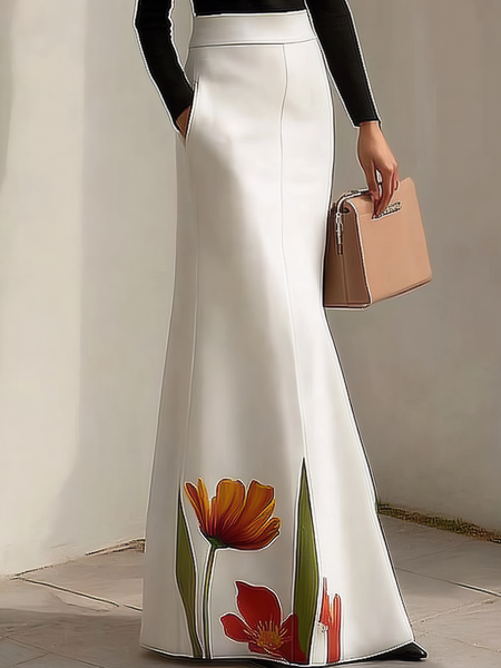 

Urban Floral Maxi Skirt, White, Skirts