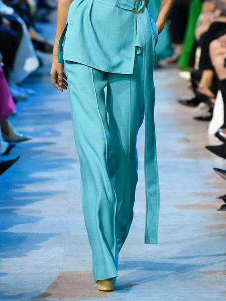 

Urban Plain Straight Pants, Blue, Pants