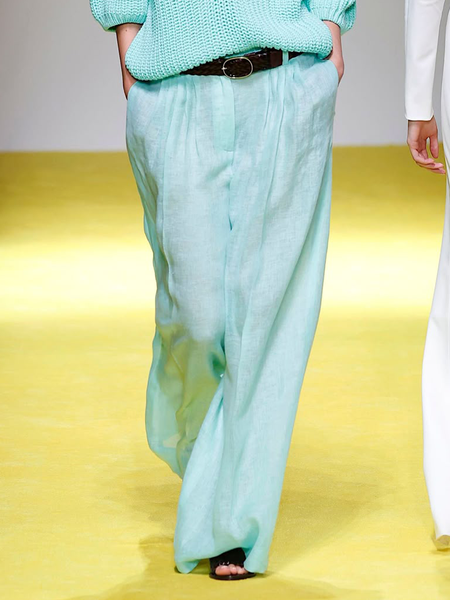 

Urban Plain Ruched Wide Leg Pants, As picture, Pants
