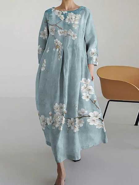 

Casual Crew Neck Dress With No, As picture, Maxi Dresses