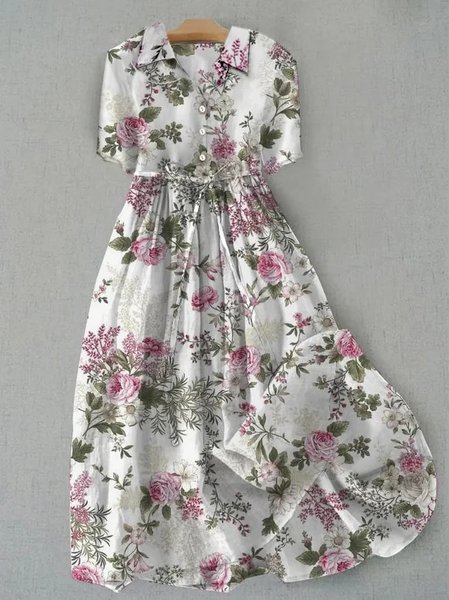 

Women Floral Print Vintage Maxi Dress, As picture, Dresses