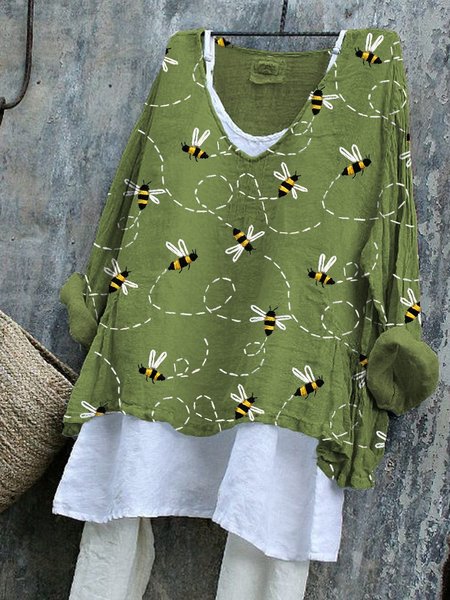 

Cotton Casual T-Shirt, Green, Long sleeves