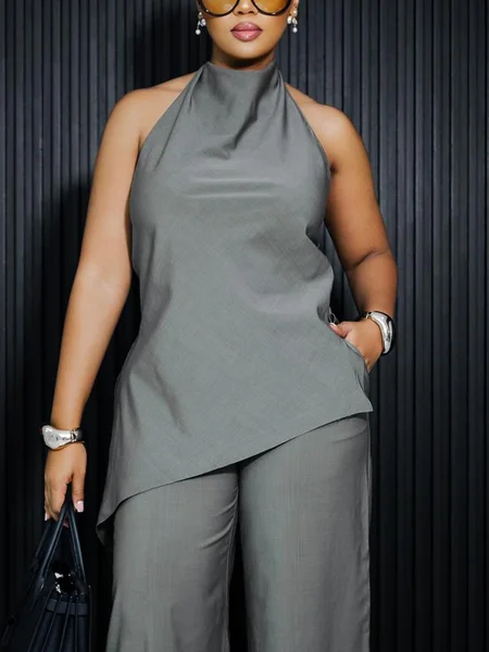 

Urban Plain Mock Neck Tank Top, Gray, Tanks and Camis