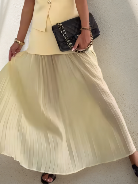 

Urban Pleated Plain Maxi Skirt, Yellow, Skirts
