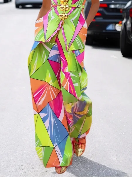Urban Abstract Graphic Printing Fashion Pants, Green, Pants