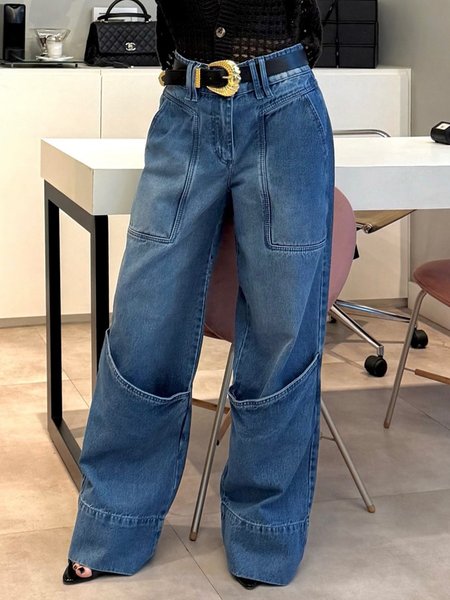 

Urban Loose Denim Jeans With No Belt, Blue, Jeans