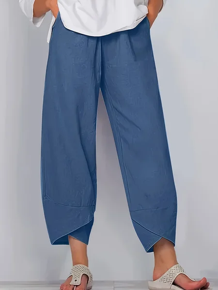 

Women Plain Capris Pant Casual Summer Trousers, Denim blue, Pants