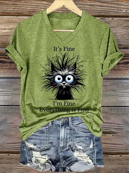 

Casual Animal Crew Neck Short Sleeve T-shirt, Green, T-shirts