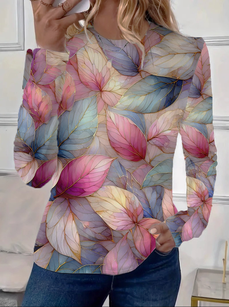 

Women Floral Long Sleeve Tee T-shirt Crew Neck Printing Casual Spring/Fall Graphic Tee Top, As picture, T-Shirts
