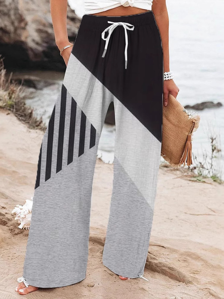 Women Striped Long Pant Casual Spring/Fall Trousers, As picture, Pants