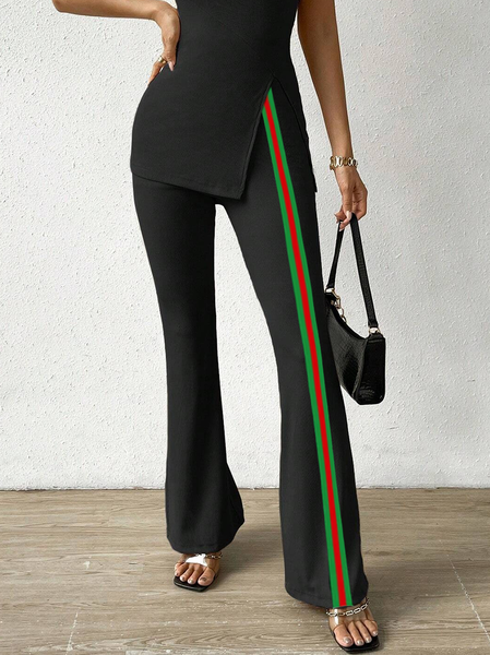 

Casual Color Block Fashion Pants, As picture, Pants