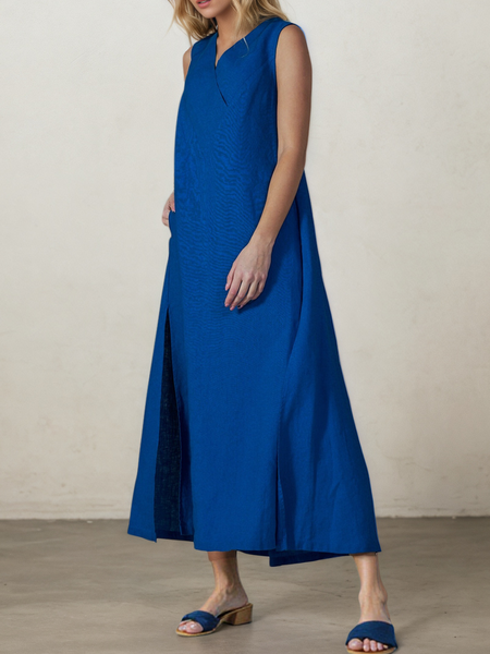 

Casual Plain linen-cotton Maxi Dress, Blue, Maxi Dresses