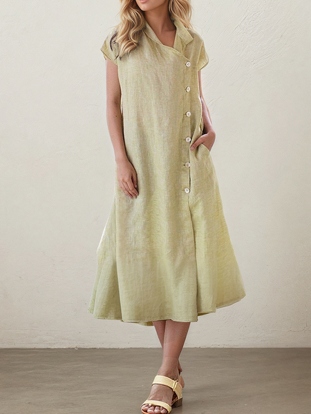 

Casual Plain linen-cottonMidi Dress, Aqua, Maxi Dresses