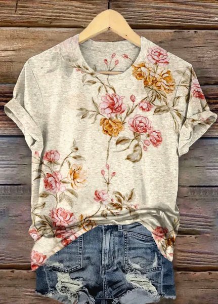 

Casual Regular Fit T-Shirt, Apricot, T-shirts