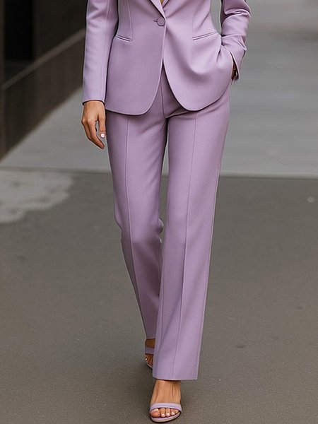 

Urban Plain Straight Fashion Pants, Light purple, Pants
