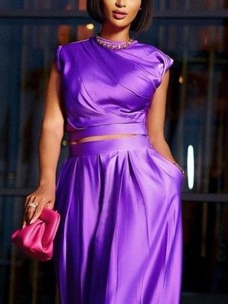 

Urban Plain Crew Neck Tank Top, Purple, Tanks and Camis