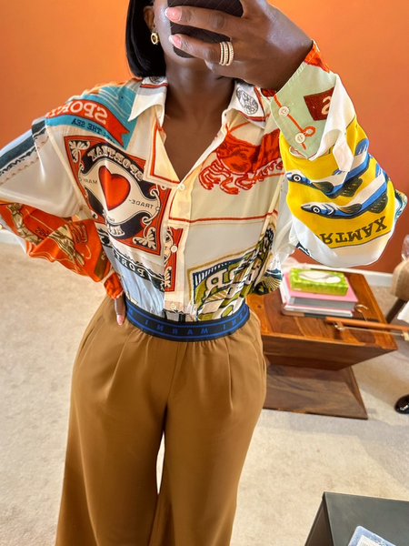 

Urban Letter Pattern Printing Shirt Collar Shirt, As picture, Blouses and Shirts