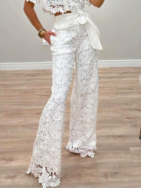 

Urban Lace Straight Fashion Pants, White, Pants