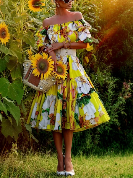 

Vacation Floral Loosen Peplum Cold Shoulder Midi Dress No Belt, Yellow, Midi Dresses