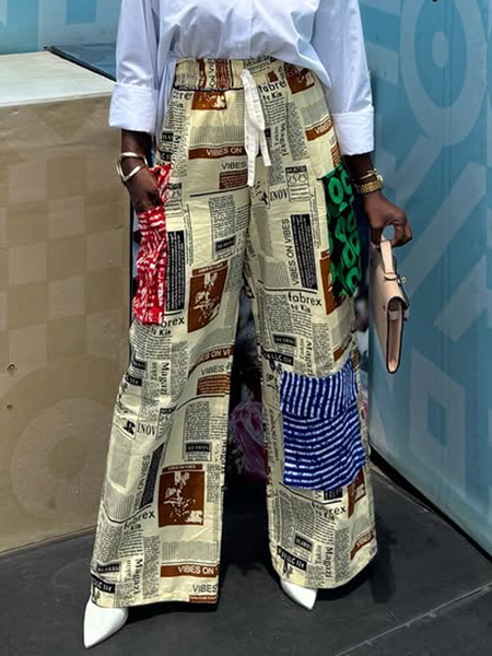 

Casual Letter Pattern Printing Straight Pants, As picture, Pants