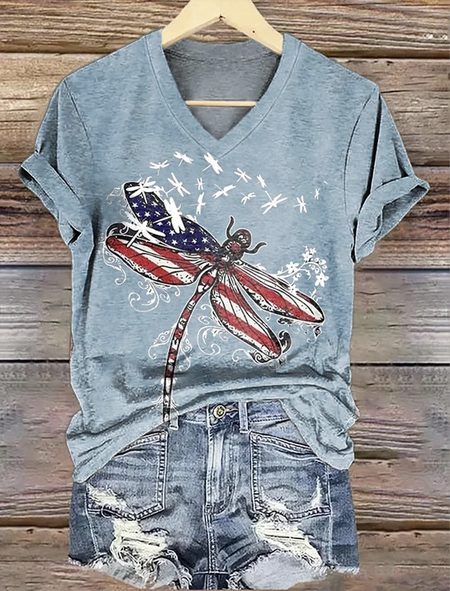 

Casual Animal V Neck Short Sleeve T-shirt, Gray, T-shirts