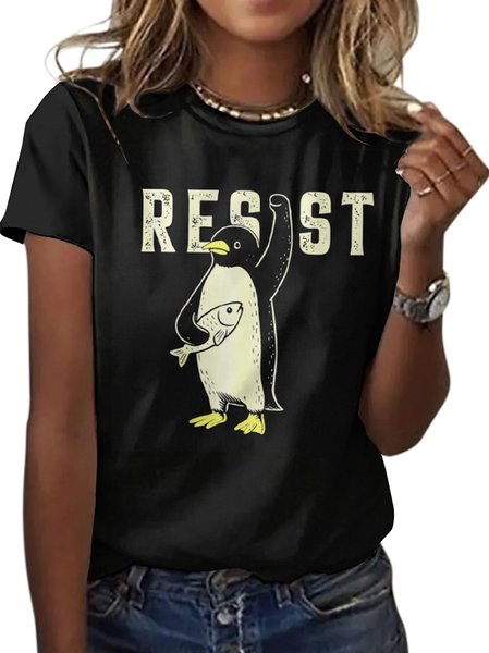 

Vintage Animal Crew Neck Short Sleeve T-shirt, Black, T-shirts