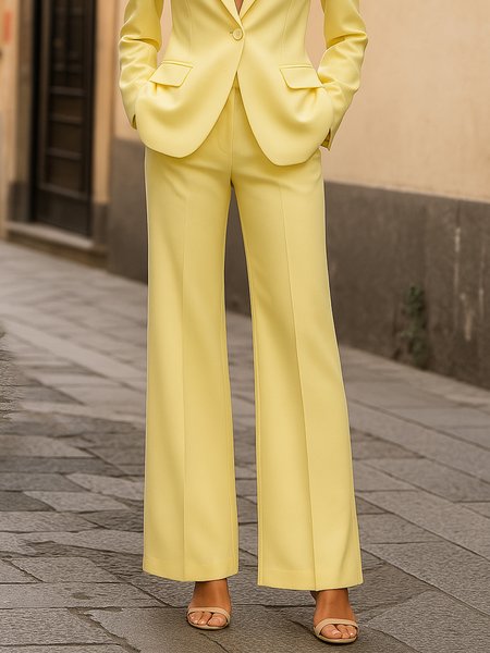 

Urban Plain Wide Leg Fashion Pants, Yellow, Pants