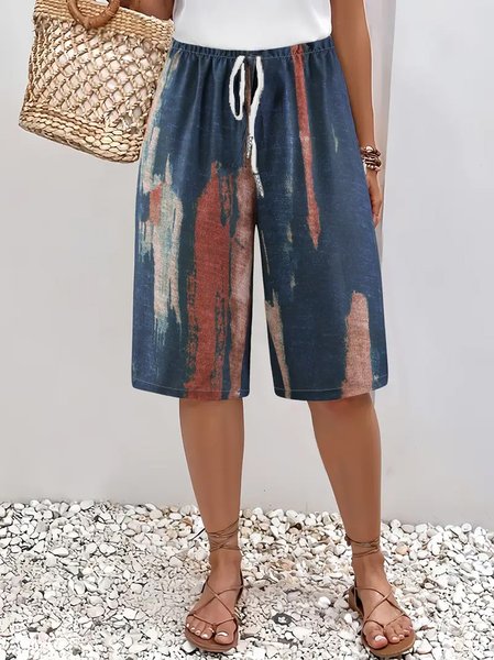 

Women Color Block Fifth Pants Pant Casual Summer Trousers, Navyblue, Pants