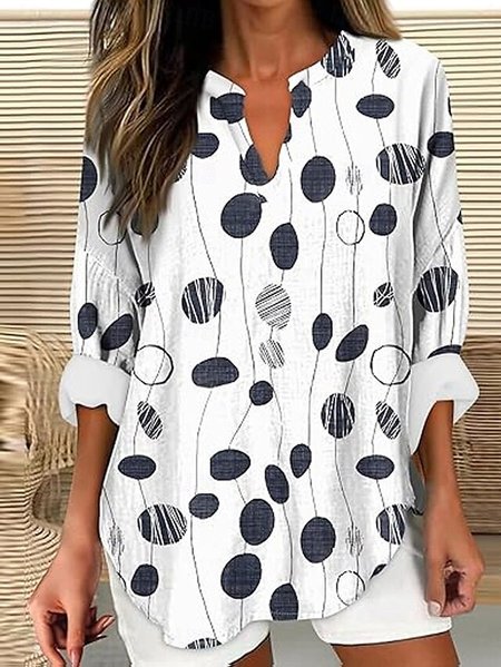 

Women's Polka Dot Spring Printed Casual Shirt, White, Blouses & Shirts