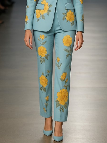 

Urban Floral Printing Straight Fashion Pants, As picture, Pants