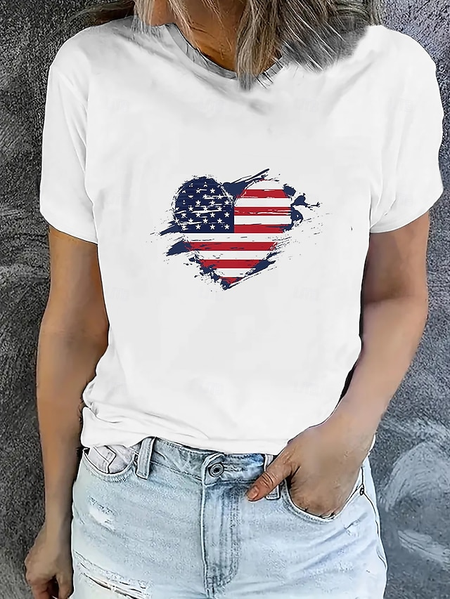 

Vintage America Flag Crew Neck Short Sleeve T-shirt, As picture, T-shirts
