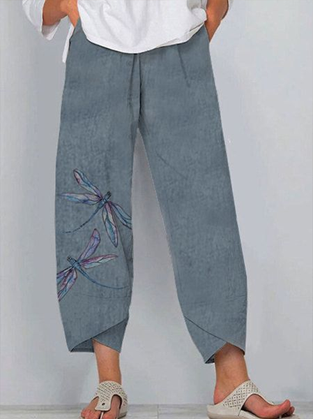 

Women Dragonfly Capris Pant Casual Summer Trousers, Gray, Pants