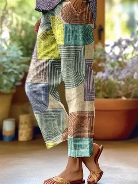 

Casual Colorblock Vacation Comfy Long Pants, Beige, Pants